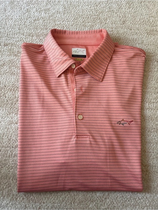 Greg Norman Collection Other - Greg Norman Play Dry Performance Golf Polo Men’s Striped Peach Short Sleeve